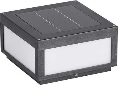 Solar Post Lights, 11.8" Pillar Light Outdoor, Modern Column Lights, Fence Posts Cap Lamp Solar Powered, Square 3000K LED Light Fixture IP54 Waterproof for Garden Deck Patio Outside Lighting