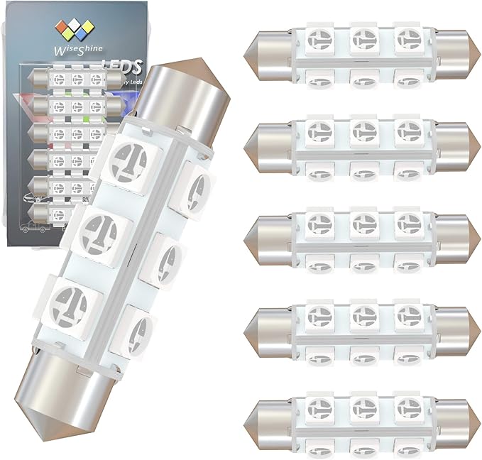 42mm DC 12V 578 Festoon Dome LED Bulb Blue,211-2 561 562 566 6429 LED Bulbs for Lanscape Camper RV Car Interior Trunk Lights 360 deg Non Polarity(Pack 6)