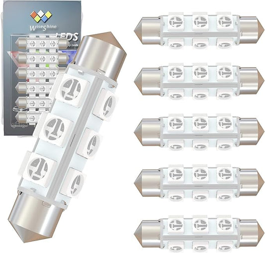 42mm DC 12V 578 Festoon Dome LED Bulb Blue,211-2 561 562 566 6429 LED Bulbs for Lanscape Camper RV Car Interior Trunk Lights 360 deg Non Polarity(Pack 6)