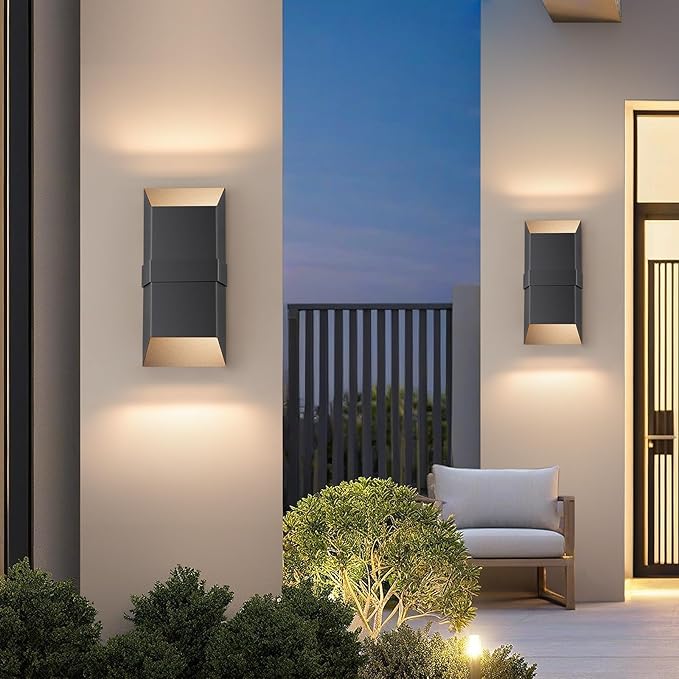 Outdoor Lights Fixture, Modern Led Wall Sconce Indoor, Black Exterior Wall Lights for House, Front Porch Light Outdoor Wall Mount, Patio Lights Fixture for Garage, Yard, 3000K