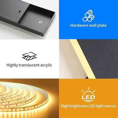 Mikeru Upgraded 2 Pack 31.4" Long & 4.3" Wide LED Wall Sconce, 10%-100% Dimming + 3000K-6000K Adjustable, IP65 Waterproof Outdoor Light Fixtures Cover US Junction Box for Porch, Garage, Basement