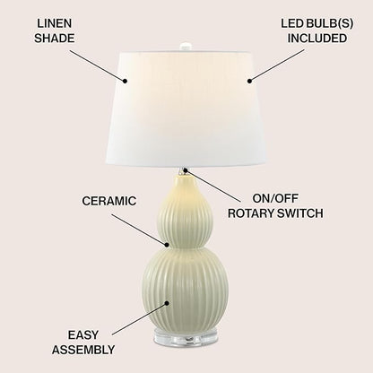 JONATHAN Y JYL8019C Thatcher 28.25" Ceramic LED Table Lamp Contemporary Transitional Bedside Desk Nightstand Lamp for Bedroom Living Room Office College Bookcase LED Bulb Included, Light Olive