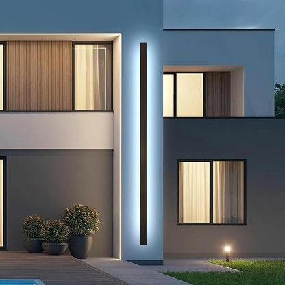 Modern Outdoor Lights Fixture,92.5inch Exterior Porch Lights Fixture Wall Mount,Dimmable Rectangular Black Linear Long LED Outdoor Entrance Wall Sconce Lighting for Garage,Front Door