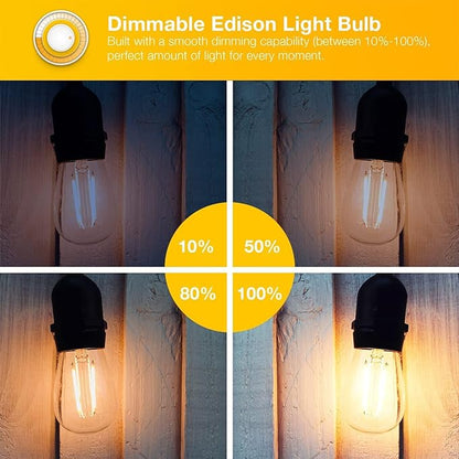 DAYBETTER 6 Pack Vintage LED Edison Bulbs, E26 Dimmable LED Bulb, 60 watt Equivalent, ST58 Antique Filament Light Bulbs with Warm White 2700K, Brightness 8W, 800LM, 80+ CRI, Clear Glass