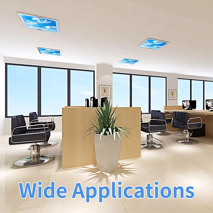 2pcs Fluorescent Light Covers - Light Covers for Ceiling Lights Classroom, Magnetic Light Filters for Office, Hospitals, Home 4 x 2 Feet (Blue sky and white clouds)