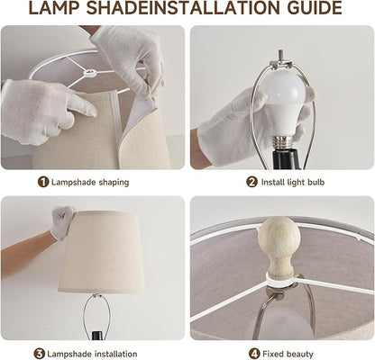 Terpsichore Lamps for Living Room Modern Farmhouse Table Lamp Bedside Reading Lamps Set of 2 Night Stands Bedroom Night Lamp,with Fabric Lamp Shade (White (Single Pack), High 26.25 in)