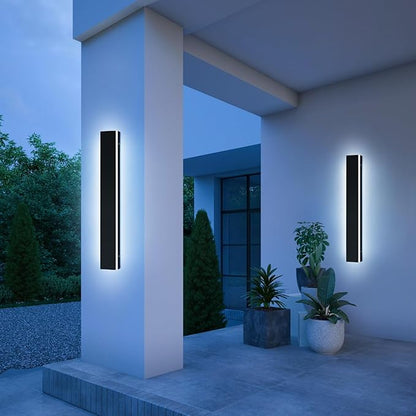Upgrade Widened 2 Pack 31.4inch Modern Outdoor Wall Sconce, 3 Color 3000K/4500K/6000K, 31W, IP65 Waterproof Long Linear Wall Lights, Minimalist Garage Lamp Lighting for Balcony, Patio, Porch