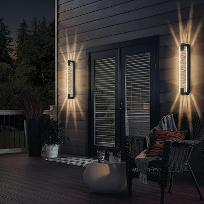 camuucci Dusk to Dawn Outdoor Light, 31.1 Inches LED Porch Lights Outdoor Waterproof Modern Outside Sconce Wall Mount for Doorway Hallway Porch Patio Yard Doorway Black
