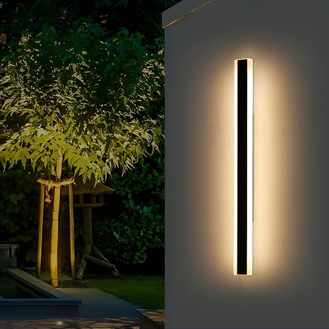 Modern Outdoor Wall Light, 59inch Long LED Wall Sconce, IP65 Waterproof, 3000K Warm White, Black Linear Exterior Lighting Fixture Garage Lamp for Porch, Patio, Garage, Shop, Garden