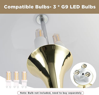 Modern Sleek Table Lamp for Bedroom, 3-Light LED End Table Lamp for Living Room, Office, Milky White Acrylic Shade Metal Mushroom Desk Lamp for Bedside Night Light, Gold Base