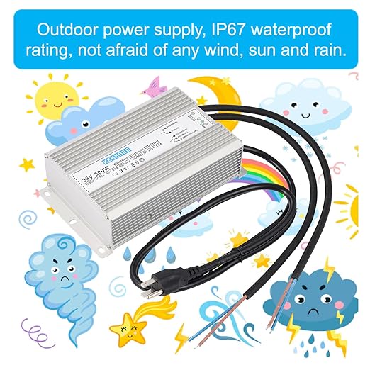 LED Driver 36V500W Waterproof Power Supply AC90-135V to DC36V13.8A IP67 Waterproof Switching Power Supply Suitable for Outdoor LED Lighting Landscape Lights Street Lights and 36V DC Equipment