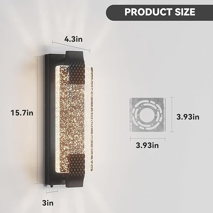 camuucci Dusk to Dawn Outdoor Light,15.7 Inches LED Porch Lights Outdoor Waterproof Modern Outside Sconce Wall Mount for Doorway Hallway Porch Patio Yard Doorway Black