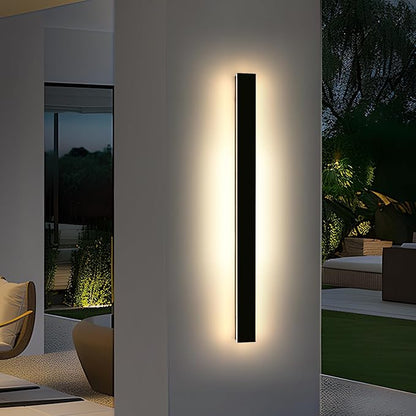 57inch Modern LED Wall Sconce, Black Outdoor Wall Light, 3000K Warm White, 50W, IP65 Waterproof, Long Linear Wall Mount Lighting, Outside Exterior Lights for Garage, Patio, Garden