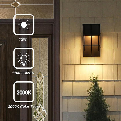 Modern Outdoor Wall Light 14.7'' Integrated LED Down Outdoor Wall Sconce Black Exterior Light Fixtures Suit for Any Locations