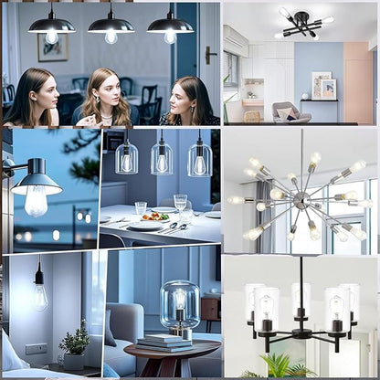 Depuley LED Light Bulbs E26: Edison LED Filament Bulbs 6W Equivalent 60W - Vintage Chandelier Lights Bulb 5000K Daylight White - ST58 Clear Glass Bulb 360°Omnidirectional Lighting 800LM 90+CRI 6-Pack