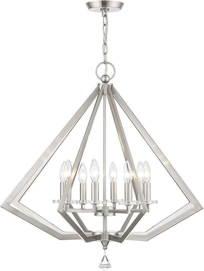 Livex Lighting 50668-91 Diamond 8-Light Chandelier, Brushed Nickel