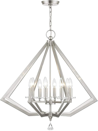 Livex Lighting 50668-91 Diamond 8-Light Chandelier, Brushed Nickel