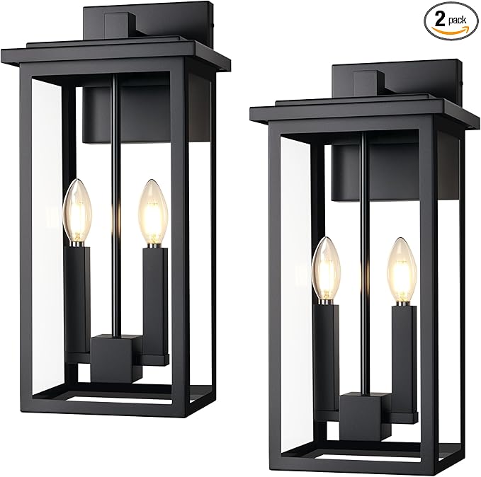 Large Modern Exterior Lighting Fixtures Porch Lights Outdoor Sconce Lights Outdoor Wall Lantern Outside Light Fixtures for House,Front Door,Garage Light Wall Mount Waterproof 2 Pcs E12 Base