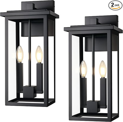 Large Modern Exterior Lighting Fixtures Porch Lights Outdoor Sconce Lights Outdoor Wall Lantern Outside Light Fixtures for House,Front Door,Garage Light Wall Mount Waterproof 2 Pcs E12 Base