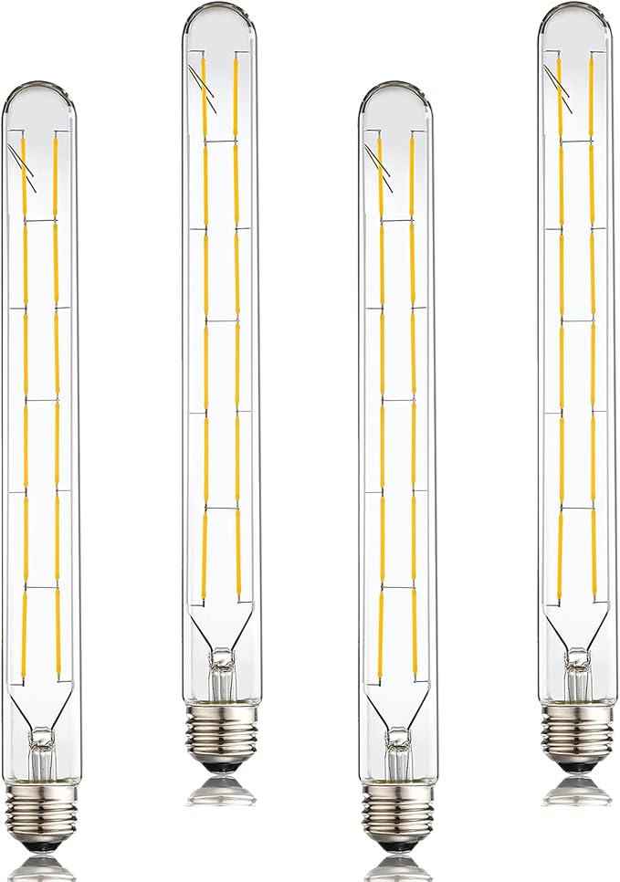 Dimmable Led Tubular Bulb 12W,3000K Soft White,T30 Long Tube Edison Led Vintage Filament Bulb,100W Equivalent,Clear Glass Cover, E26 Medium Base,4-Pack. (11.8in(300mm)-12W)