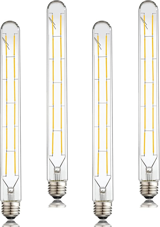 Dimmable Led Tubular Bulb 12W,3000K Soft White,T30 Long Tube Edison Led Vintage Filament Bulb,100W Equivalent,Clear Glass Cover, E26 Medium Base,4-Pack. (11.8in(300mm)-12W)