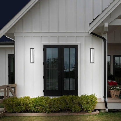 LUXRITE LED Outdoor Wall Sconce, 24in Outdoor Wall Light, Black Aluminum, 3CCT 3000K 4000K 5000K, 26W, ETL, IP65 Waterproof, Modern Exterior Lights for House, Porch, Patio, Front Door, Garage 2 Pack