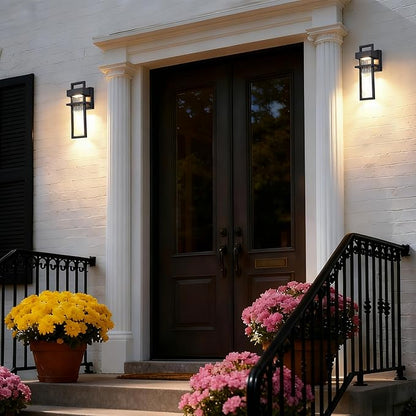 Alighting Modern Outdoor Light Fixture Black Outdoor Porch Lights for House with Water Glass 12W 3000K LED Modern Wall Sconce Lantern for Garage Patio Wall Light Fixture