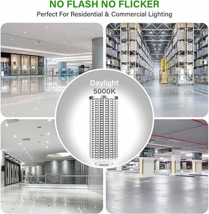 DragonLight 100W Super Bright LED Corn Light Bulbs (700 Watt Equivalent) - E26/E39 Large Mogul Base LED Lamp 5000K Daylight 12,000 Lumens for High Bay Area Lighting, Pack of 2