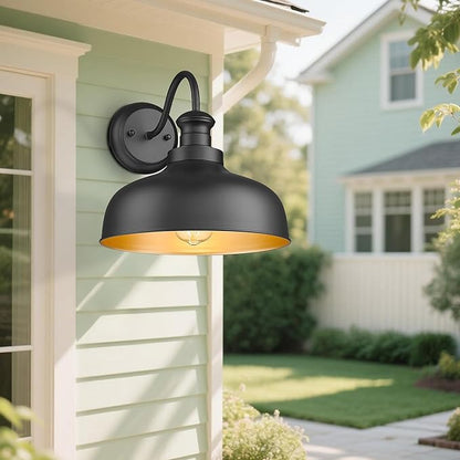 Outdoor Wall Light Fixture, Farmhouse Barn Light, Farmhouse Weatherproof Exterior Wall Sconce, Anti-Rust Outside Lantern Lamp for Porch, Patio, Garage (Black, Regular-3Pack)