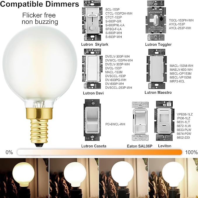 LEOOLS E12 Frosted LED Bulbs, 40W Candelabra Dimmable Chandelier Light Bulbs Daylight 4000k G16.5 4W E12 g50 Vintage Globe LED Filament Edison Candle Bulb with Decorative 6Pack