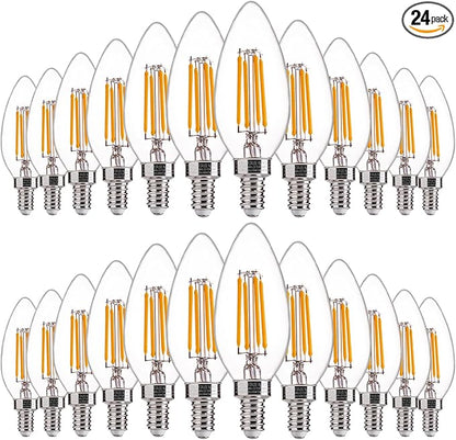 FLSNT 40W Equivalent LED Candelabra Bulbs, Dimmable LED Chandelier Bulbs, E12 Base, 450LM, 82 High CRI, 24 Pack, 2700K Soft White UL,CA65 Listed.