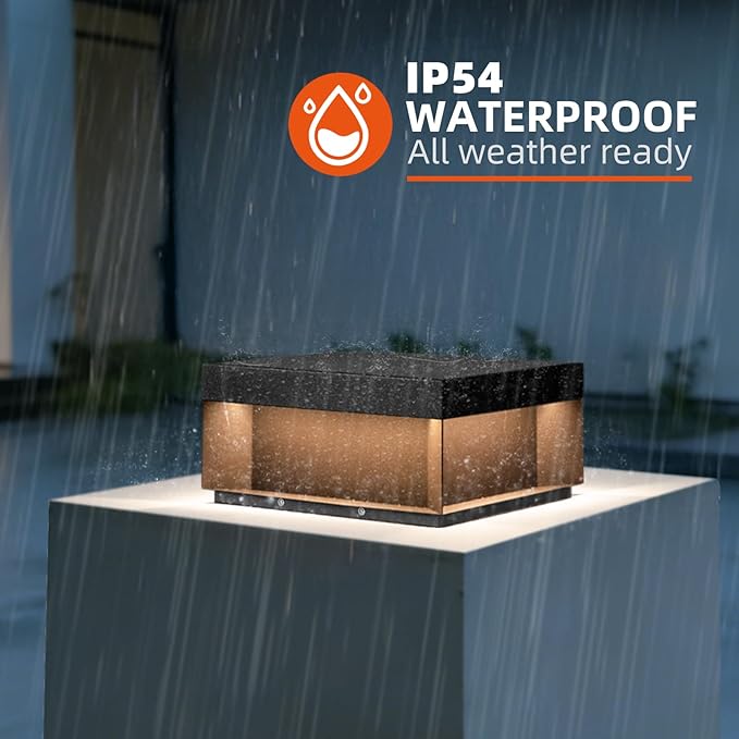 Outdoor Post Lights Hard Wired, 11.8'' AC100-240V Modern Outdoor Column Lights, IP54 Waterproof Pillar Light Outside, 3000K Column Light Posts for Outside, Lamp Post Lighting for Fence Deck Patio