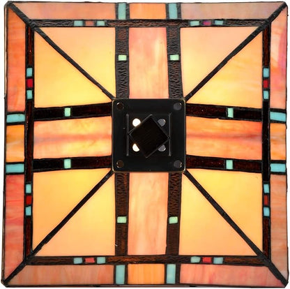 Bieye L10798 Mission Tiffany Style Stained Glass Table Lamp for Home Decoration