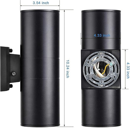 Outdoor Wall Light,Bling Dusk to Dawn Exterior Lighting with Sensor - ETL Listed,Aluminum Waterproof Wall Mount Cylinder Design - Up Down Light Fixture for Porch, Backyard and Patio (2 Pack)