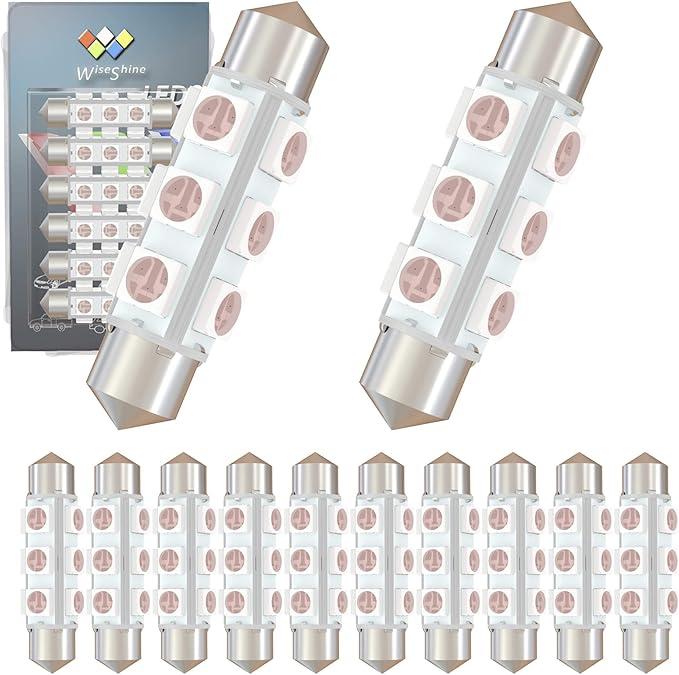 360 deg 42mm DC 12V 569 LED Bulb Pink Purple,Festoon 561 578 211-2 LED Bulbs for RV Car Interior Map Trunk Lights Non Polarity(Pack 12)