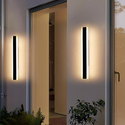 2 Pack Outdoor Porch Light, 23.6inch Modern LED Wall Sconce, IP65 Waterproof Exterior Light Fixture, 3 Color Lights 3000K/4500K/6000K, 24W, Outdoor Lighting for Patio, Yard, Garage