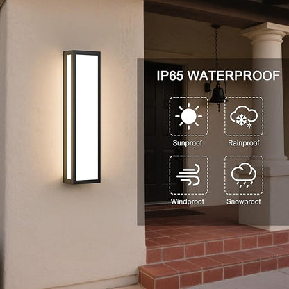 LamQee 23.6 Inch Oversized Modern Outdoor Wall Lights, Brighter 3000K LED Outdoor Sconces Wall Mount Exterior Lighting Fixtures with Rectangular Acrylic Shade for House Porch Patio Garage Front Door