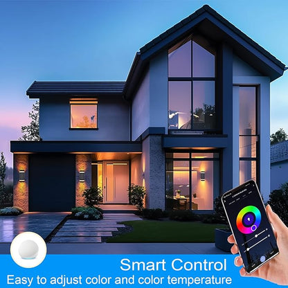 Up and Down Outdoor Wall Lights- Outdoor Lighting Fixtures,RGB Color Changing, App & Voice Control, ETL Listed, Front Door Light Fixture 6500K, Smart Exterior Lights for House, Porch, Garage