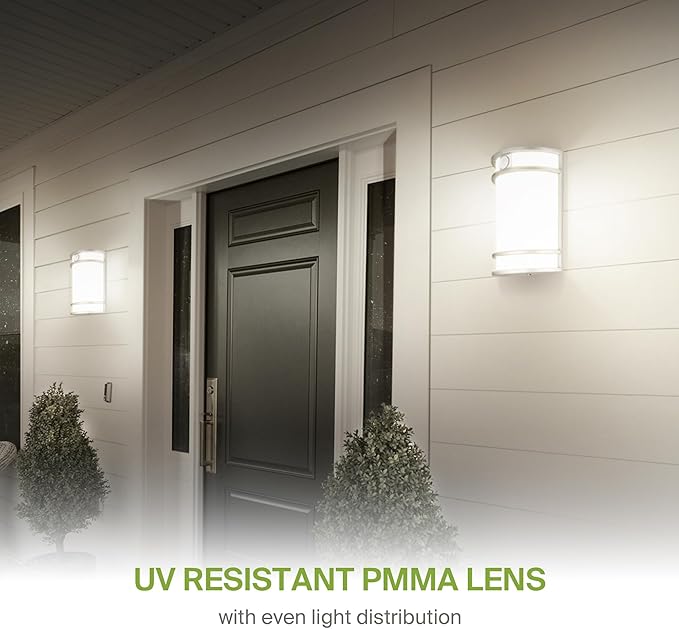 ASD 10 Inch LED Outdoor & Indoor Wall Mount Light Fixture with Motion Sensor - Brushed Nickel Wall Sconce Lighting - 15W 120-277V 3000K 4000K 5000K Exterior Lights - Front Door & Patio - ETL 4 Pack