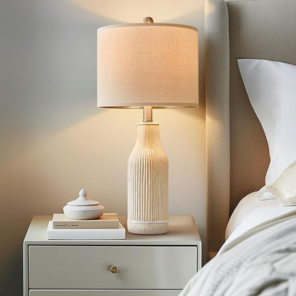 23.75 inches Modern Ceramic Table Lamp Set of 2 for Living Room, Farmhouse Bedside Nightstand Lamp for Bedroom Home Office Dorm