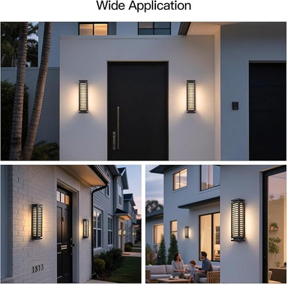 Outdoor Wall Light, 20" Modern Wall Sconce Waterproof, Black Front Porch Lamp Hard Wired 3000K LED Exterior Lighting Fixture Wall Mount Lantern for House Outside Garage Patio Doorway Garden Decor