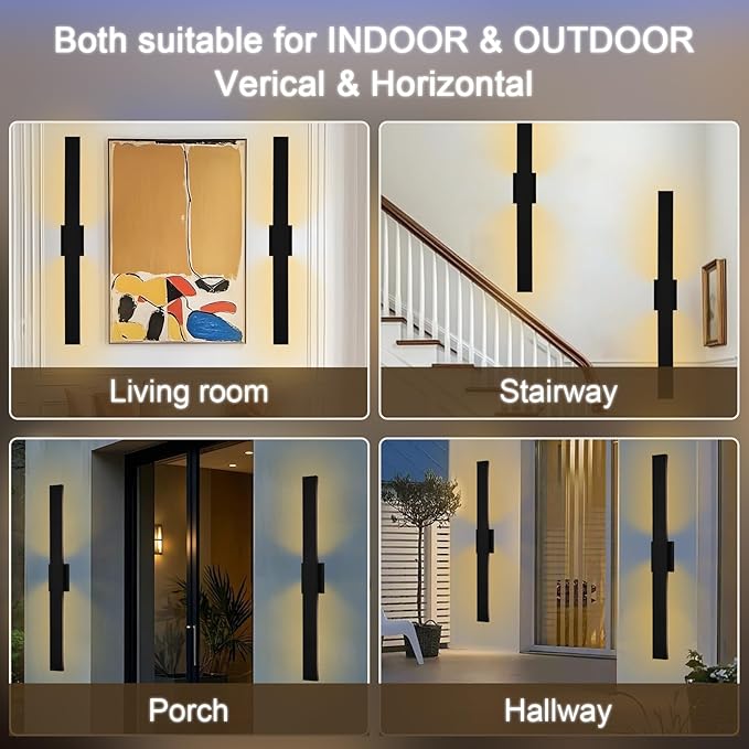 2 Pack Modern Outdoor Wall Lights for Patio,48 inch Long Outdoor LED Wall Lights,LED Long Linear Exterior Lighting,Outside Linear Wall Light for Porch,Patio,Enterway,Front Door