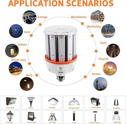 80W Led Corn light bulbs , 12000 Lumen LED Corn Bulb 800W Equivalent 5000K Daylight White Lamp,E26/E39 Medium Mogul Base,2-Pack Large Area Lights For Outdoor Indoor Warehouse Garage High Bay Lighting