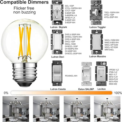 Arberlic G16.5 Light Bulb dimmable,4W E26 LED Bulb Equivalent 40 watt e26 Bulb,Neutral White 4000K,400lm,CRI>85,AC120V,Edison Style,Clear Glass,Flicker Free,Pack of 6