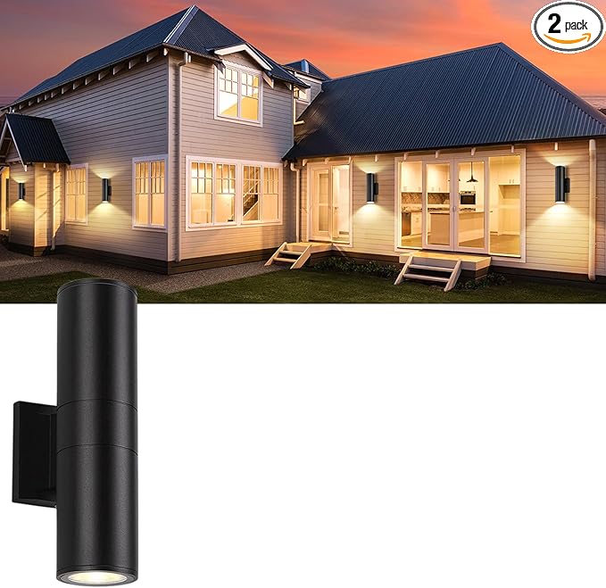 14inch Outdoor LED Wall Lights,Day White 4000K 1800LM Up&Down Outdoor Wall Light Aluminum Body Waterproof IP65 E26 Base led Porch Light for Wall Patio Garage Garden.