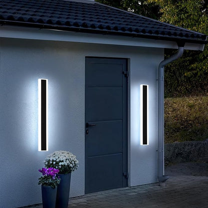 Mikeru 2Pack 31.4inch Long Led Wall Light, 6000k Cool White Modern Outdoor Wall Light Ip65 Waterproof Black Acrylic Porch Exterior Lighting Fixtures, Exterior Wall Mount Lights