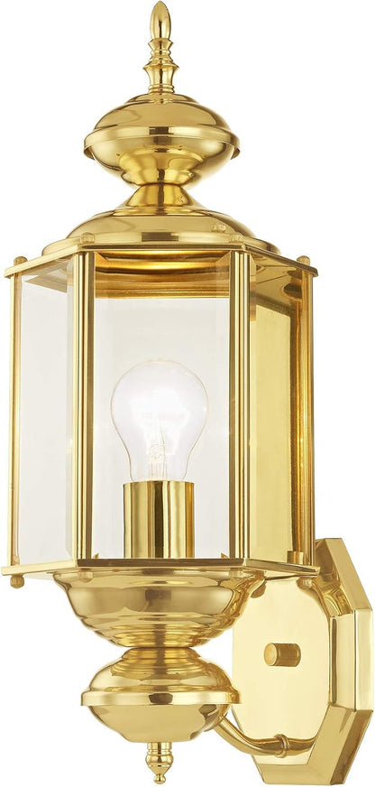 Livex Lighting 2006-02 Basics 1 Light PB Outdoor Wall Lantern, Polished Brass