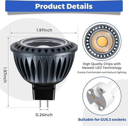 Gardencoin MR16 LED Light Blub, 5W 4000K Netural White 450 Lumens Dimmable, Aluminum Housing, Low Voltage 12V Input,GU5.3 bi-pin Light Bulbs for Landscape &Accent Lighting, Indoor/Outdoor Use,6-Pack