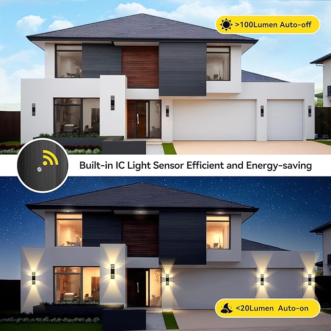 LED Square Up & Down Wall Lights 2 Pack 15inch,Outdoor Wall Lights 3000K Aluminum Body Waterproof IP65 Exterior Light Fixtures Wall Mount, Up Down Porch Lights Outdoor for House Porch Garage