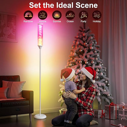 Prism Glow Floor Lamp with Water Ripple, Smart RGB LED Floor Lamp with Music Sync, DIY Colors, Color Changing Standing Lamp with 3 Color Temperature, Timer, Corner Lamp for Living Room, Bedroom